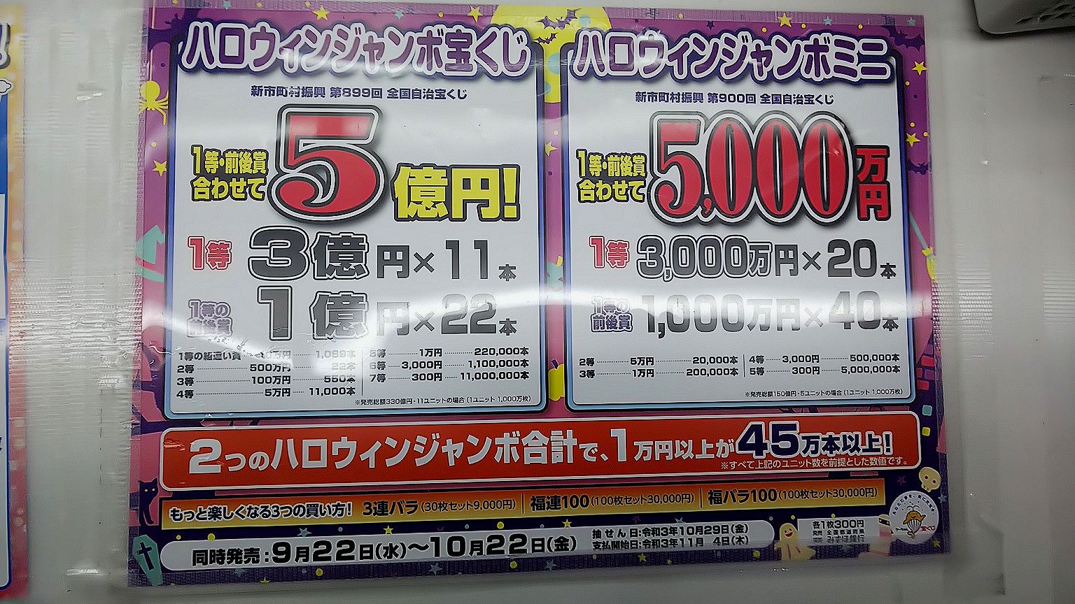 21年ハロウィンジャンボの当選確率は 当選金や還元率まとめ 宝くじ生活